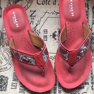 Coach wedged flip flops